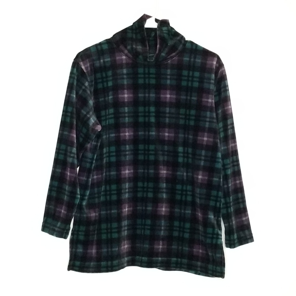 Vintage Velvet Plaid Turtleneck